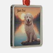 Ornement Carré Argenté Grands Pyrénées par le lac (Droite)