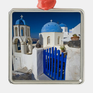 Ornement Carré Argenté Grèce et île grecque de Santorini ville de Oia 3