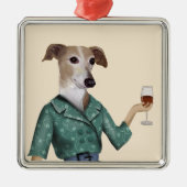 Ornement Carré Argenté Greyhound Wine Snob (Devant)