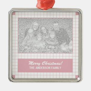 Ornement Carré Argenté Grille rose