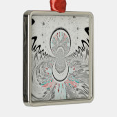 Ornement Carré Argenté Gris Kaleidoscope Art (Droite)