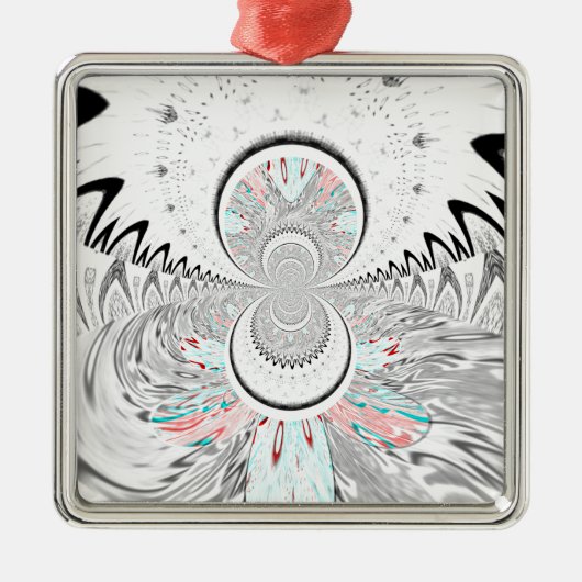 Ornement Carré Argenté Gris Kaleidoscope Art (Devant)