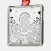 Ornement Carré Argenté Gris Kaleidoscope Art (Gauche)
