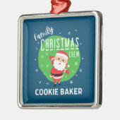 Ornement Carré Argenté Groupe de famille Pajamas de fête de Noël Cookie B (Gauche)