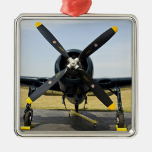 Ornement Carré Argenté Grumman F8F Bearcat chasseur embarqué de la marine