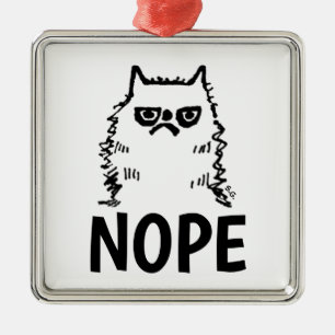 ORNEMENT CARRÉ ARGENTÉ GRUMPING CAT, NOPE CHISTMAS ORNAMENTS