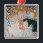 Ornement Carré Argenté Gustav Klimt - Mère et Enfant<br><div class="desc">Mère et Enfant (détail de trois ans de femme) - Gustav Klimt,  Huile sur toile,  1905</div>