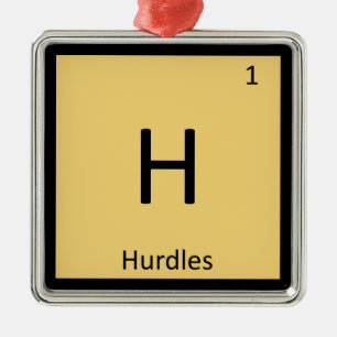 Ornement Carré Argenté H - Obstacles Athlétisme Symbole Chimique