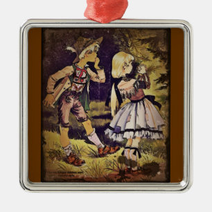 Ornement Carré Argenté Hansel vintage et Gretel voient le cottage