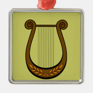 Ornement Carré Argenté Harpe irlandaise