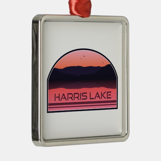 Ornement Carré Argenté Harris Lake North Carolina Red Sunrise (Droite)