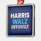 Ornement Carré Argenté Harris Walz 2024 Évidemment (Gauche)