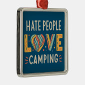 Ornement Carré Argenté Hate People Love Camping (Droite)