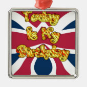 Ornement Carré Argenté Head UP Hakuna Matata Aujourd'hui est mon annivers (Devant)