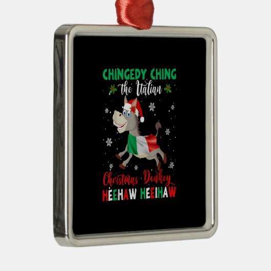 Ornement Carré Argenté HEEHAW L'âne de Noël | Cadeaux aux amateurs d'ânes (Droite)