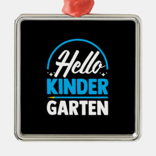 Ornement Carré Argenté Hello Kinder Garten