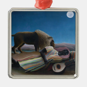 Ornement Carré Argenté Henri Rousseau - La Bohémienne endormie