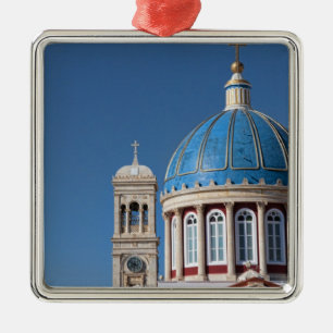 Ornement Carré Argenté Hermoupolis, île de Syros, Grèce. Dôme bleu de