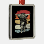 Ornement Carré Argenté Highland Cow Highland Cows Retro (Droite)