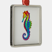 Ornement Carré Argenté Hippocampe polygonal arc-en-ciel (Droite)