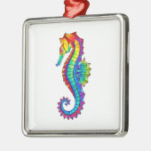 Ornement Carré Argenté Hippocampe polygonal arc-en-ciel (Gauche)