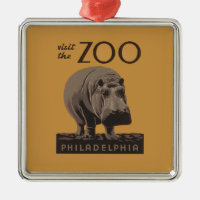 Hippopotame vintage hippo zoo poster wpa