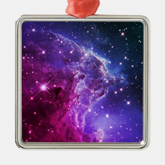 Ornement Carré Argenté Hipster Purple Ombre Monkey Head Nebula (Devant)
