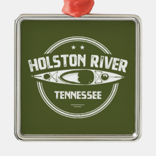 Ornement Carré Argenté Holston River Tennessee Kayak