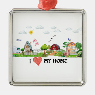 Ornement Carré Argenté Home Sweet Home