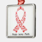Ornement Carré Argenté Hope Red Awareness Ribbon (Gauche)