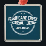 Ornement Carré Argenté Hurricane Creek Arkansas Kayaking<br><div class="desc">Hurricane Creek est une rivière sauvage et Pittoresque nationale située en Arkansas.</div>