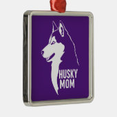 Ornement Carré Argenté Husky Maman (Droite)