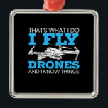 Ornement Carré Argenté I Fly drones<br><div class="desc">I Fly drones</div>