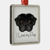 Ornement Carré Argenté I Love My Black Carlin mignon Carlin noir et Citat (Droite)