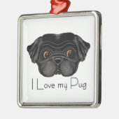 Ornement Carré Argenté I Love My Black Carlin mignon Carlin noir et Citat (Gauche)