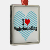 Ornement Carré Argenté I Love Wakeboard (Droite)