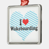 Ornement Carré Argenté I Love Wakeboard (Gauche)