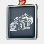 Ornement Carré Argenté Icefields Parcours Alberta Canada Motorcycle (Gauche)