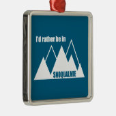 Ornement Carré Argenté I'd Rather Be In Snoqualmie Washington Mountain (Droite)