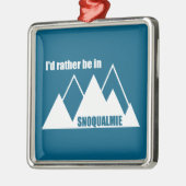 Ornement Carré Argenté I'd Rather Be In Snoqualmie Washington Mountain (Gauche)