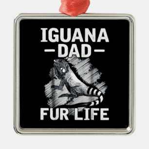 Ornement Carré Argenté Iguana papa fourrure vie