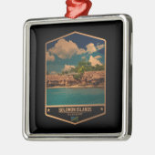 Ornement Carré Argenté Îles Salomon (Gauche)