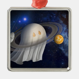 Ornement Carré Argenté Illustration d'Halloween d'un artiste