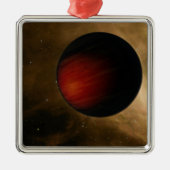 Ornement Carré Argenté Illustration d'un Jupiter chaud appelé HD 149026b (Devant)