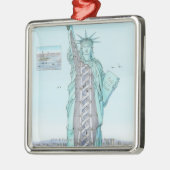 Ornement Carré Argenté Illustration en coupe de statue de la liberté (Gauche)
