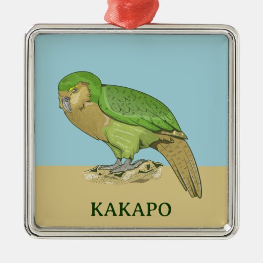 Ornement Carré Argenté Illustration Kakapo (Devant)