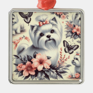 Ornement Carré Argenté Illustration maltaise vintage