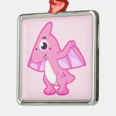 Ornement Carré Argenté Illustration Mignonne D'Un Pterodactyl. (Gauche)