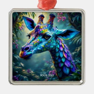 Ornement Carré Argenté Imaginaire Cute Chameleon Comme Giraffe