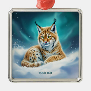 Ornement Carré Argenté Imaginaire Cute Lynx Cub hiver